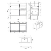 Roma Bathroom Vitrus 900mm Oak Freestanding Single Vanity with Ceramic Countertop