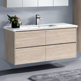 Roma Bathroom Evos 1200mm Oak Wall Hung Single Vanity with Stone Countertop &amp; Undermount Basin