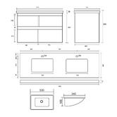 Roma Bathroom Evos 1500mm Oak Wall Hung Double Vanity with Stone Countertop &amp; Undermount Basin