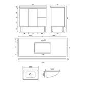 Roma Bathroom Vitrus 1200mm Oak Freestanding Single Vanity with 50mm Stone Countertop &amp; Undermount Basin