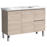 Roma Bathroom Vitrus 1200mm Oak Freestanding Single Vanity with 50mm Stone Countertop &amp; Undermount Basin