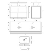 Roma Bathroom Evos 1500mm Oak Wall Hung Double Vanity with Stone Countertop &amp; Basin
