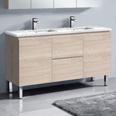 Roma Bathroom Vitrus 1500mm Oak Freestanding Double Vanity with Stone Countertop &amp; Undermount Basin
