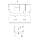 Roma Bathroom Vitrus 1500mm Oak Freestanding Double Vanity with 50mm Stone Countertop &amp; Basin