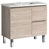 Roma Bathroom Vitrus 900mm Oak Freestanding Single Vanity with Stone Countertop &amp; Undermount Basin