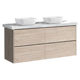 Roma Bathroom Evos 1500mm Oak Wall Hung Double Vanity with Stone Countertop &amp; Basin