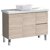 Roma Bathroom Vitrus 1200mm Oak Freestanding Single Vanity with 50mm Stone Countertop &amp; Basin