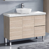 Roma Bathroom Vitrus 1200mm Oak Freestanding Single Vanity with 50mm Stone Countertop &amp; Basin