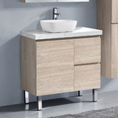 Roma Bathroom Vitrus 750mm Oak Freestanding Single Vanity with 50mm Stone Countertop &amp; Basin