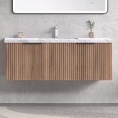 Roma Bathroom Reedon 1200mm Woodgrain Wall Hung Single Vanity with 50mm Stone Countertop