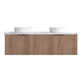 Roma Bathroom Reedon 1500mm Woodgrain Wall Hung Double Vanity with 50mm Stone Countertop