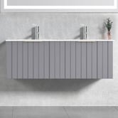 Roma Bathroom Boardwalk 1200mm Matte Grey Wall Hung Double Vanity with Ceramic Countertop
