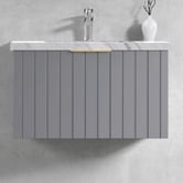 Roma Bathroom Boardwalk 750mm Matte Grey Wall Hung Single Vanity with 50mm Stone Countertop