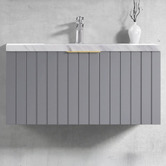 Roma Bathroom Boardwalk 900mm Matte Grey Wall Hung Single Vanity with 50mm Stone Countertop