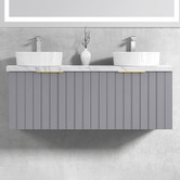 Roma Bathroom Boardwalk 1200mm Matte Grey Wall Hung Double Vanity with 50mm Stone Countertop