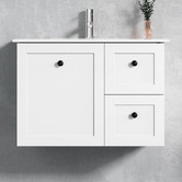 Roma Bathroom Whitby 750mm Matte White Wall Hung Single Vanity with Ceramic Countertop