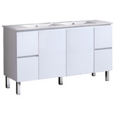 Roma Bathroom Virtus 1500mm Gloss White Freestanding Double Vanity