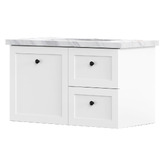 Roma Bathroom Whitby 900mm Matte White Wall Hung Single Vanity with 50mm Stone Countertop