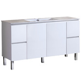 Roma Bathroom Virtus 1500mm Gloss White Freestanding Single Vanity