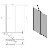 Roma Bathroom Tallow 960 x 1420mm Chrome Semi-frameless Bath Shower Screen