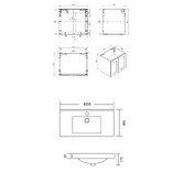 Roma Bathroom Whitby 600mm Matte White Wall Hung Single Vanity with Ceramic Countertop