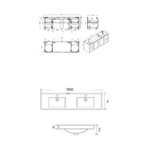 Roma Bathroom Whitby 1500mm Matte White Wall Hung Double Vanity with Ceramic Countertop