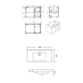 Roma Bathroom Whitby 750mm Matte White Wall Hung Single Vanity with Ceramic Countertop