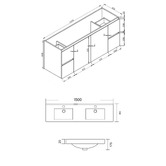 Roma Bathroom Virtus 1500mm Gloss White Wall Hung Double Vanity