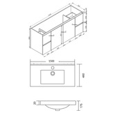 Roma Bathroom Virtus 1500mm Gloss White Wall Hung Single Vanity