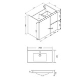 Roma Bathroom Virtus 750mm Gloss White Wall Hung Single Vanity