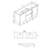 Roma Bathroom Virtus 1500mm Gloss White Freestanding Double Vanity