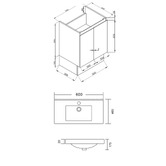 Roma Bathroom Virtus 600mm Gloss White Freestanding Single Vanity