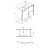 Roma Bathroom Virtus 750mm Gloss White Freestanding Single Vanity