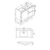 Roma Bathroom Virtus 900mm Gloss White Freestanding Single Vanity