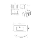 Roma Bathroom Reedon 750mm Woodgrain Wall Hung Single Vanity with Ceramic Countertop