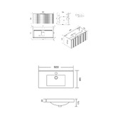 Roma Bathroom Reedon 900mm Woodgrain Wall Hung Single Vanity with Ceramic Countertop