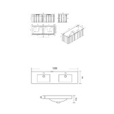 Roma Bathroom Boardwalk 1200mm Matte Grey Wall Hung Double Vanity with Ceramic Countertop