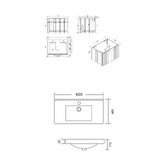Roma Bathroom Boardwalk 600mm Matte Grey Wall Hung Single Vanity with Ceramic Countertop
