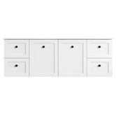 Roma Bathroom Whitby 1500mm Matte White Wall Hung Double Vanity with Ceramic Countertop