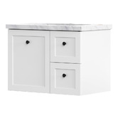 Roma Bathroom Whitby 750mm Matte White Wall Hung Single Vanity with 50mm Stone Countertop
