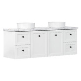 Roma Bathroom Whitby 1500mm Matte White Wall Hung Double Vanity with 50mm Stone Countertop