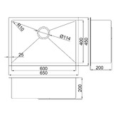 Roma Bathroom Hanes 650mm Undermount Single Stainless Steel Kitchen Sink