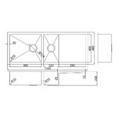 Roma Bathroom Hanes 1160mm Undermount 1 &amp; &frac12; Stainless Steel Kitchen Sink with Drainer