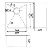 Roma Bathroom Hanes 390mm Undermount Single Stainless Steel Kitchen Sink