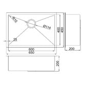 Roma Bathroom Hanes 650mm Undermount Single Stainless Steel Kitchen Sink