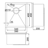 Roma Bathroom Hanes 390mm Undermount Single Stainless Steel Kitchen Sink