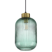 Ideal Lux Myff Steel Medium Reeded Glass Pendant Light