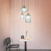 Ideal Lux Myff Steel Medium Reeded Glass Pendant Light