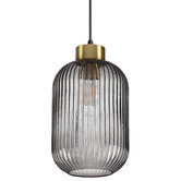 Ideal Lux Myff Steel Medium Reeded Glass Pendant Light