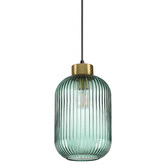 Ideal Lux Myff Steel Small Reeded Glass Pendant Light